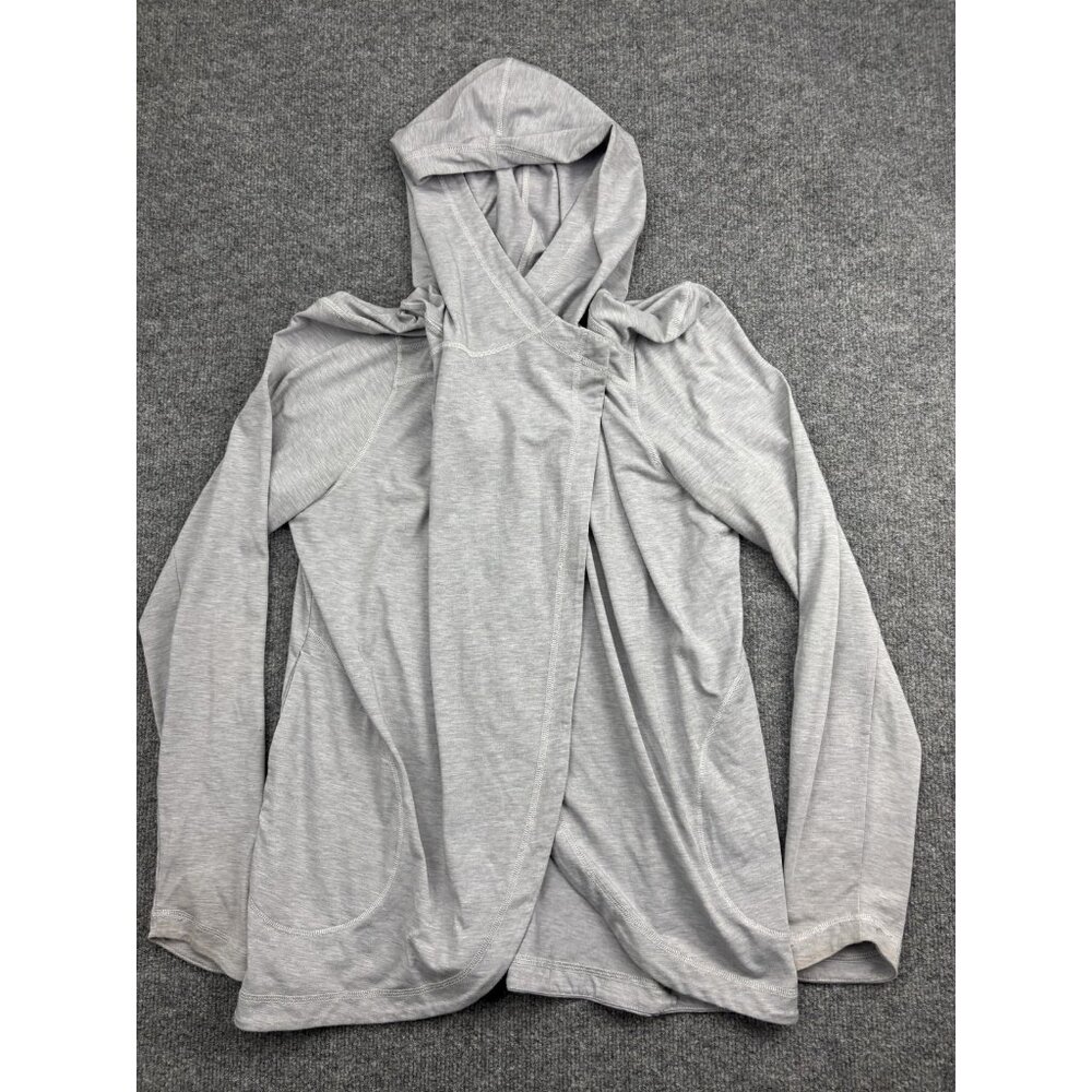 Indygena Hoodie Womens Small Gray Draped Open Front Lightweight Cardigan‎